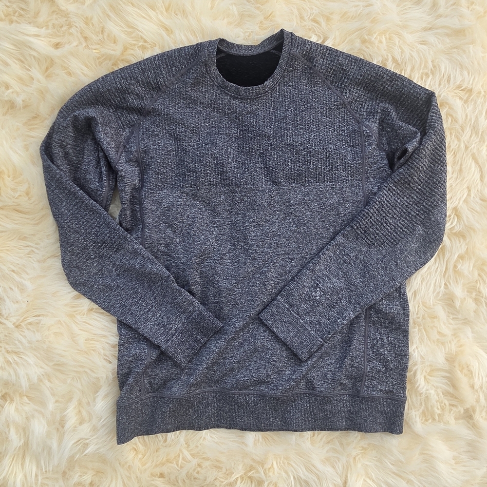 lululemon athletica Men's Thermal Medium Charcoal Long Sleeve Tee Gray